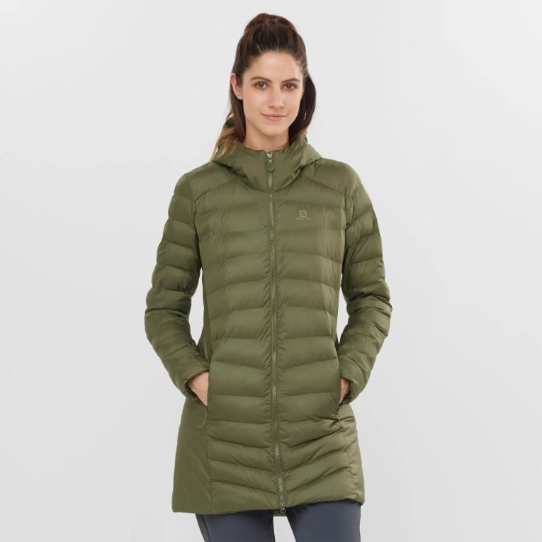 Olive Salomon Essential Xwarm Long Women\'s Insulated Jackets | IE MT4718